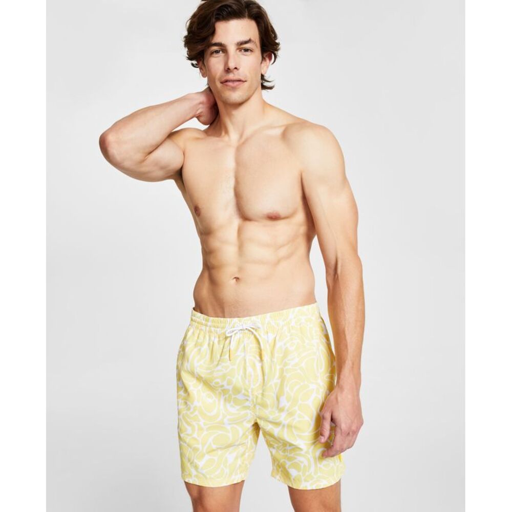 GUESS Men's Vibrant Printed Drawstring Swim Trunks